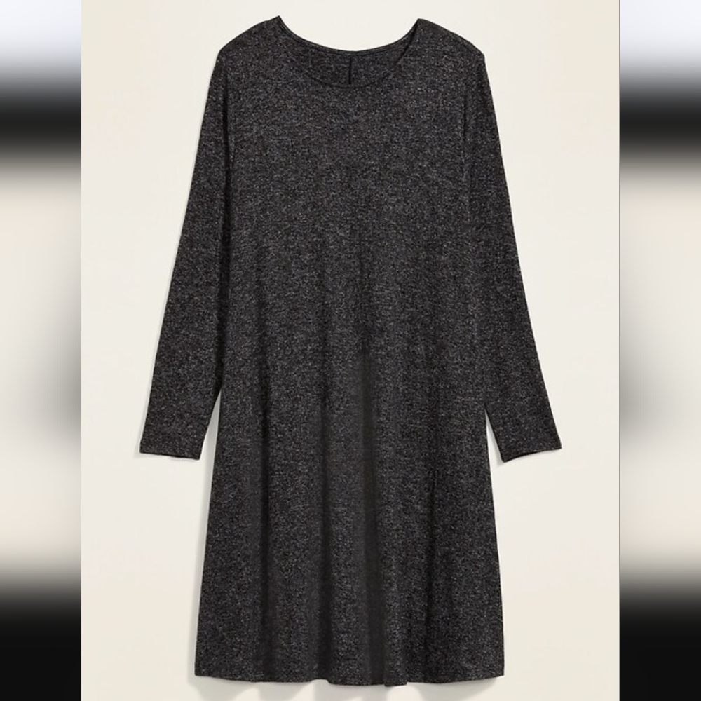 Old Navy Plush Knit Swing Dress in Charcoal - XL Tall